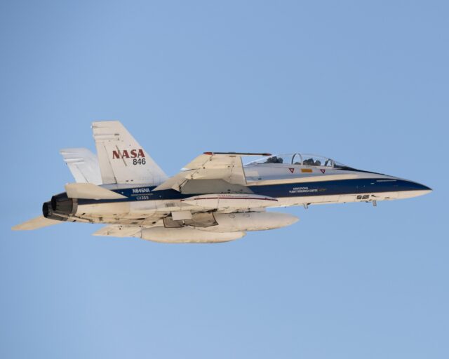 NASA FA-18 Hornet flying