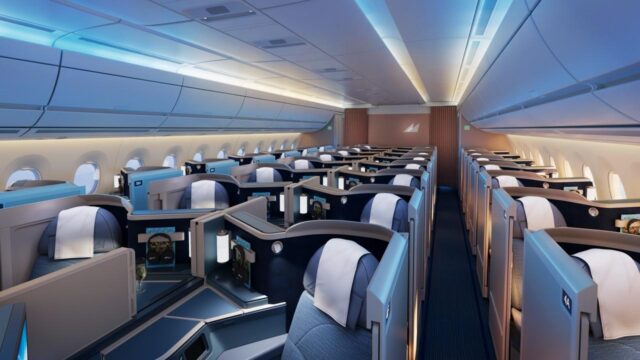 Philippine Airlines Airbus A350-1000 business class cabin view