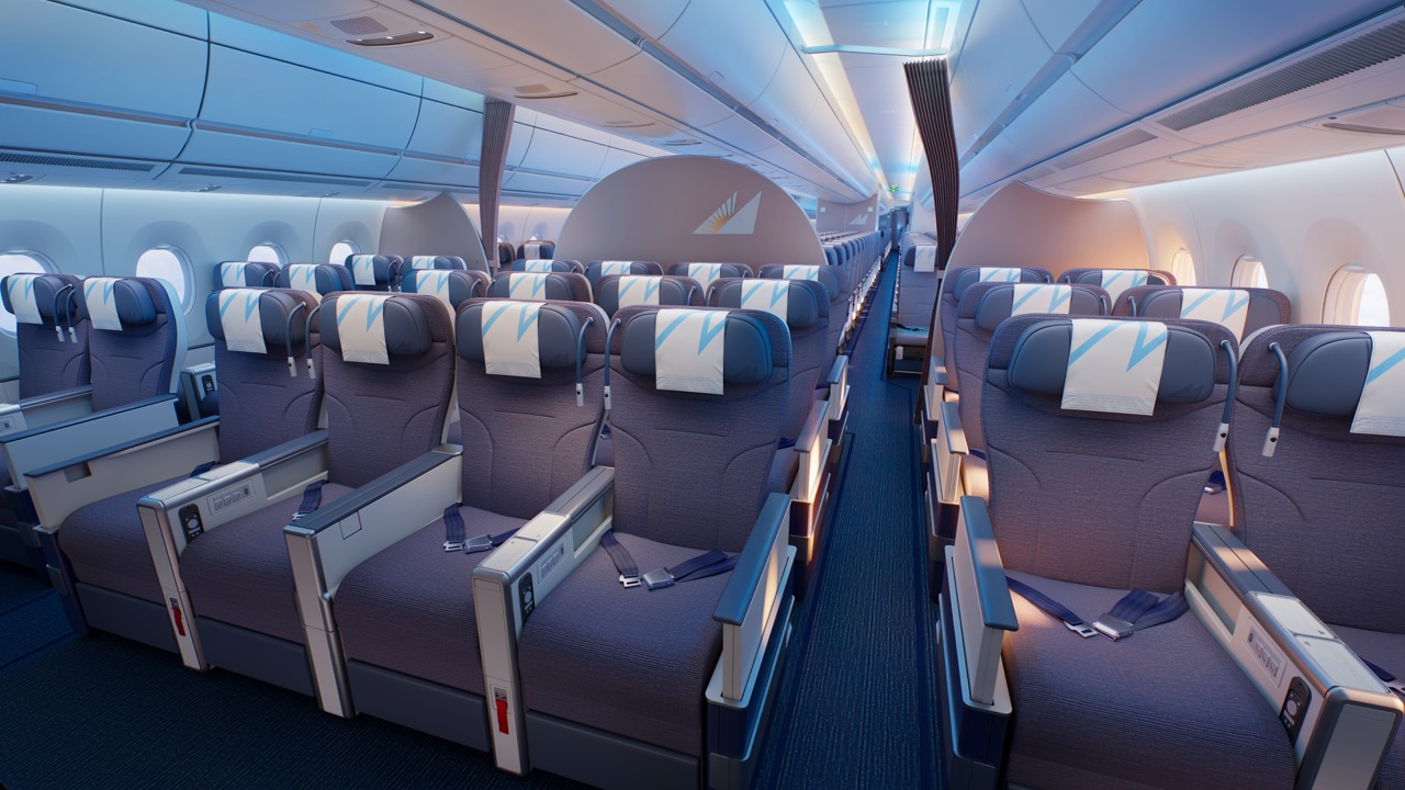 Philippine Airlines Airbus A350-1000 premium economy cabin view