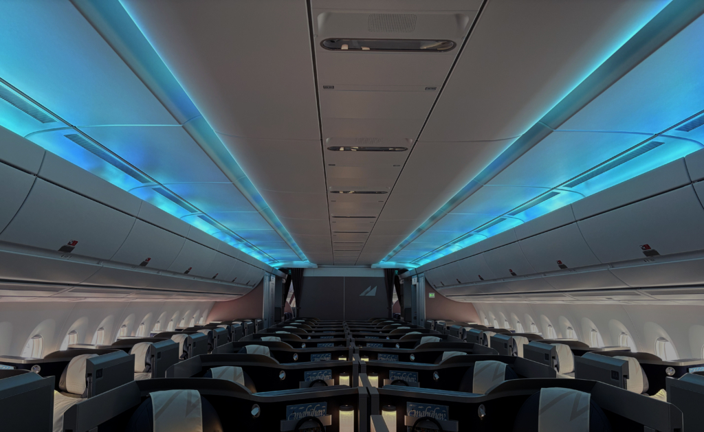 Philippine Airlines Airbus A350-1000 mood lighting relaxed ocean