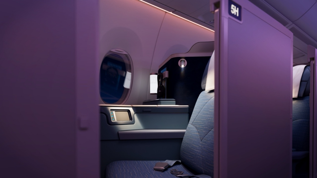 Philippine Airlines Airbus A350-1000 business class suite doors close up