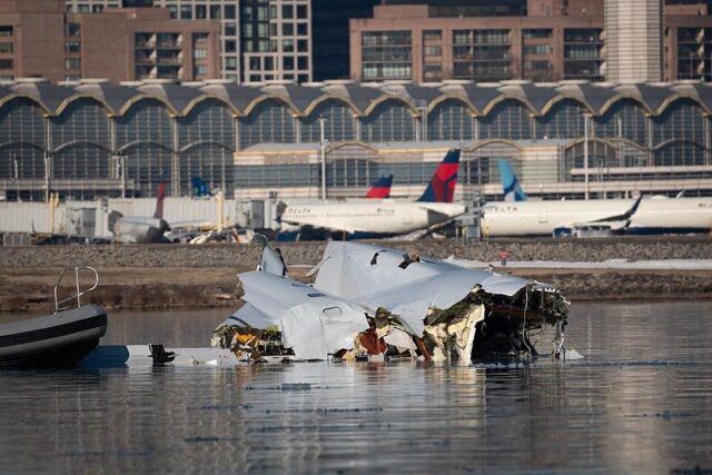 PSA Airlines CRJ 700 after mid air crash near DCA in Washington