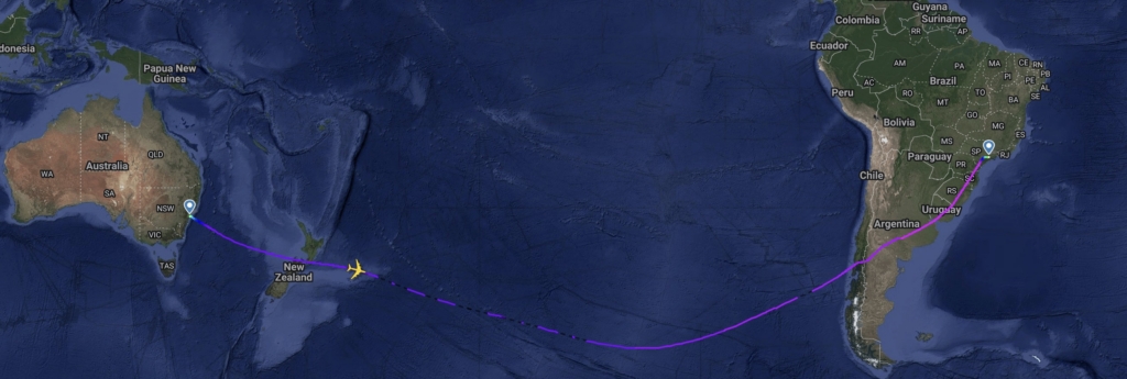 QANTAS AIRBUS A380 FLYING BRAZIL TO AUSTRALIA FOR BAD BUNNY