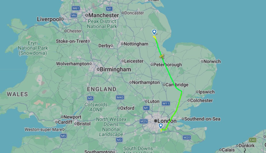 BBMF Spitfire route