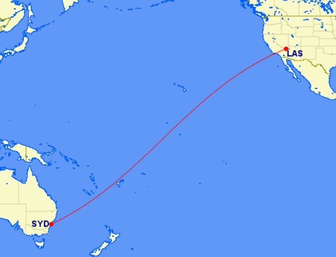 Qantas route SYD-LAS
