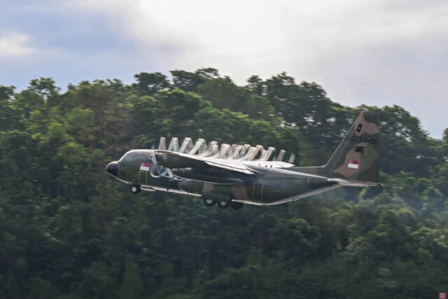 Singapore Air Force C-130 flying