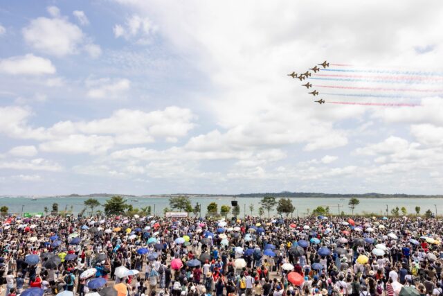 Singapore Airshow flying display over the straits