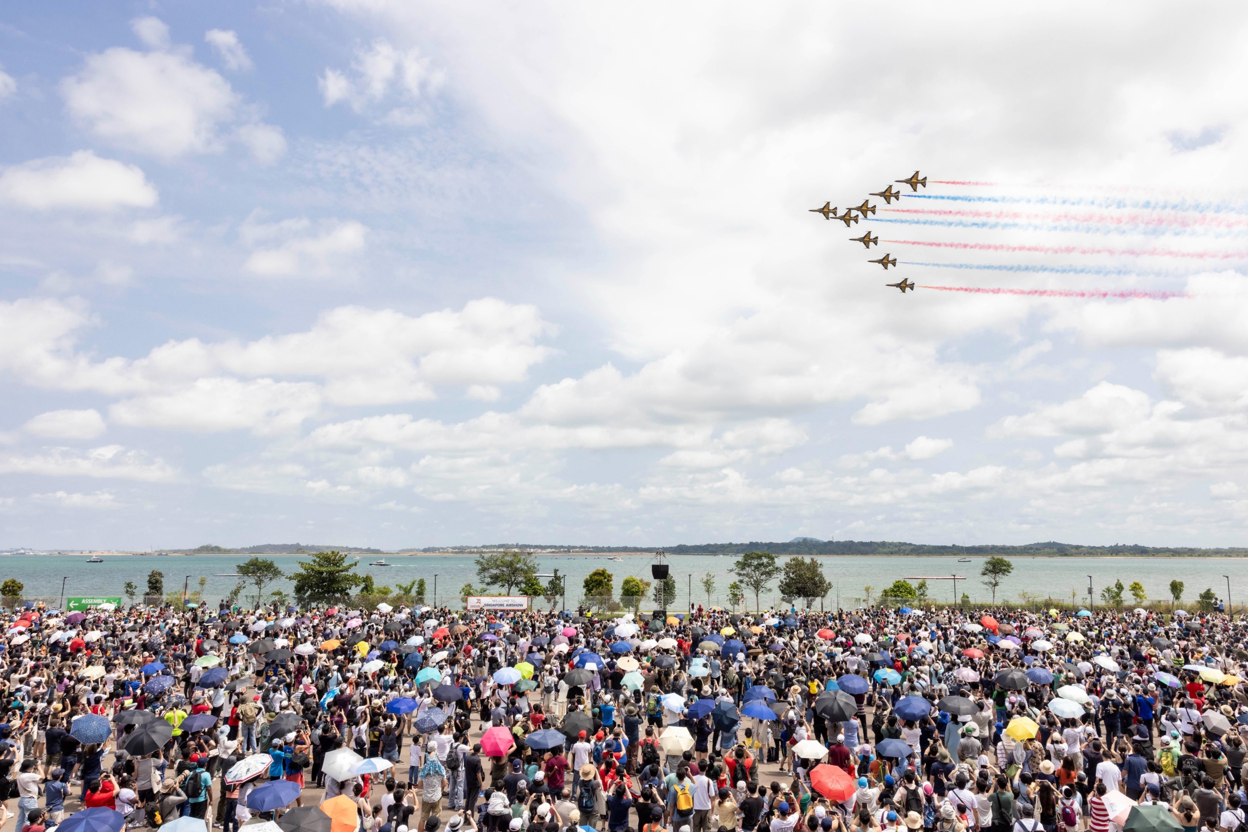 Singapore Airshow flying display over the straits