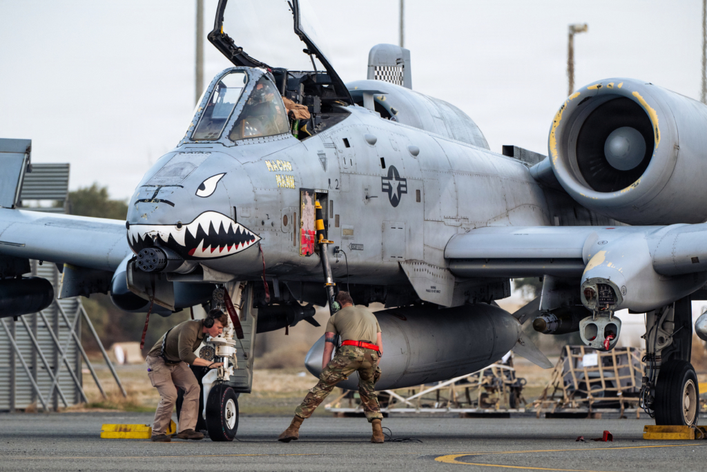 USAF crew chiefs from the 75th FS perform an post-flight inspection of an A-10C Thunderbolt II at an undisclosed location in the Middle East on 29 January 2026. Image: USAF/Staff Sgt Tylin Rust