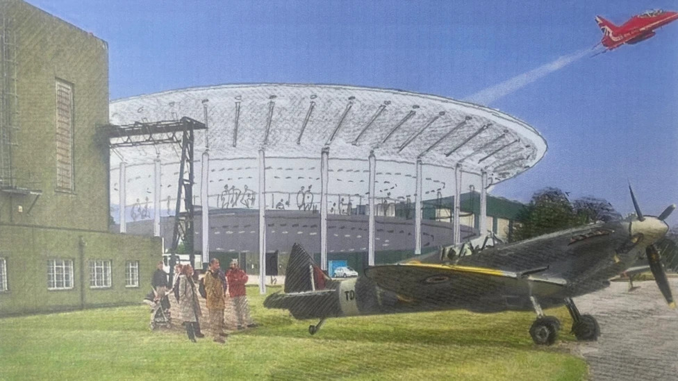 An artist's impression of West Lindsey District Council's vision for the future of RAF Scampton. Image: Scampton Holdings Ltd via BBC