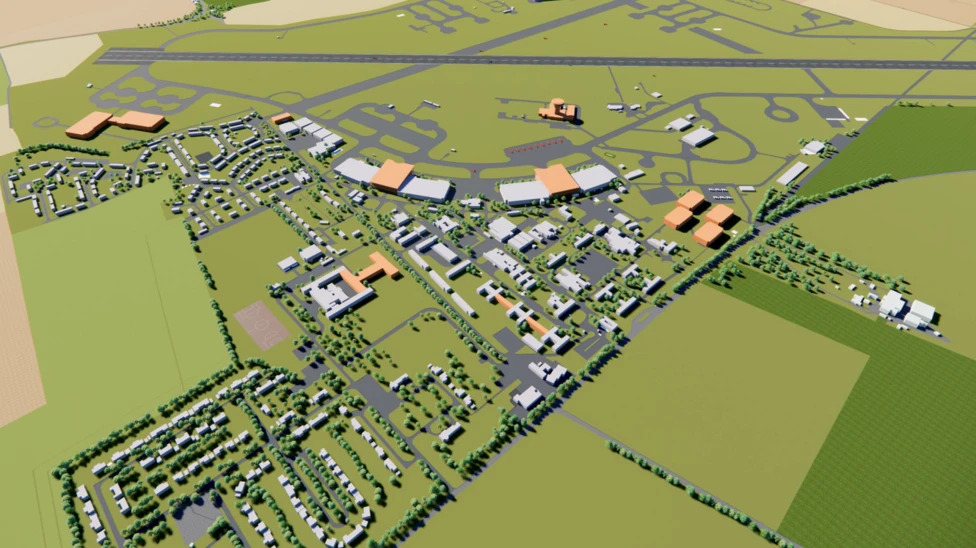 An artist's impression of West Lindsey District Council's vision for the future of RAF Scampton. Image: Scampton Holdings Ltd via BBC