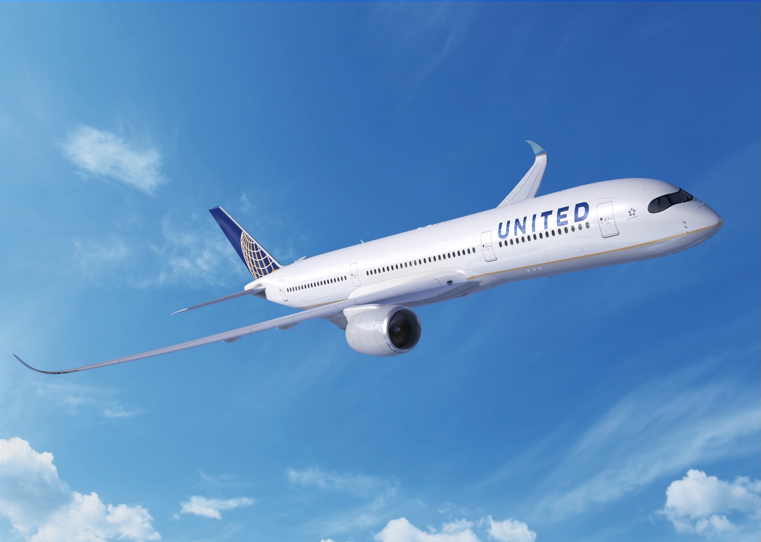 United Airlines' Airbus A350 render