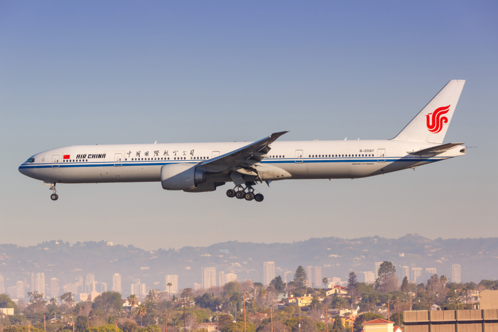  Air China Boeing 777-300 at Los Angeles airport (LAX) in the United States