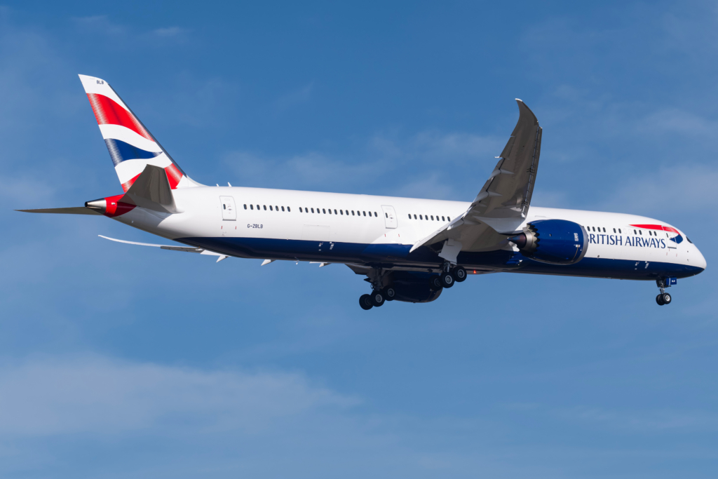 British Airways Boeing 787-10 G-ZBLB on final for 17C at DFW International Airport