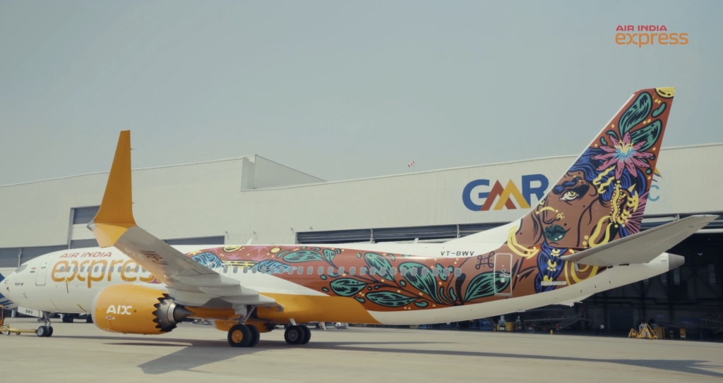 Air India Express flying canvas aircraft Boeing 737