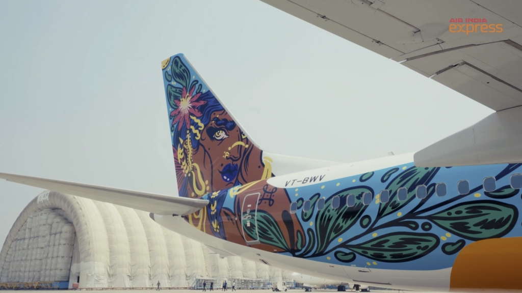 Air India Express flying canvas aircraft Boeing 737