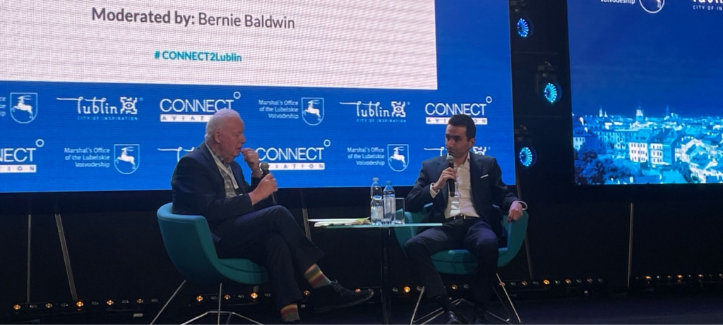 Wizz Air's András Szabó being interviewed by Bernie Baldwin at Connect Aviation 2026