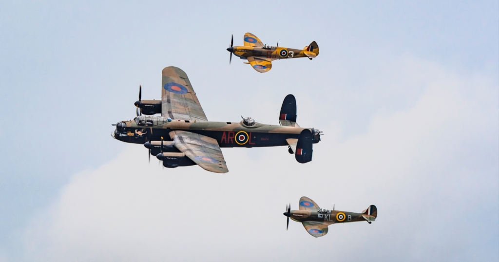 Battle of britain memorial flight with spitfire and lancaster