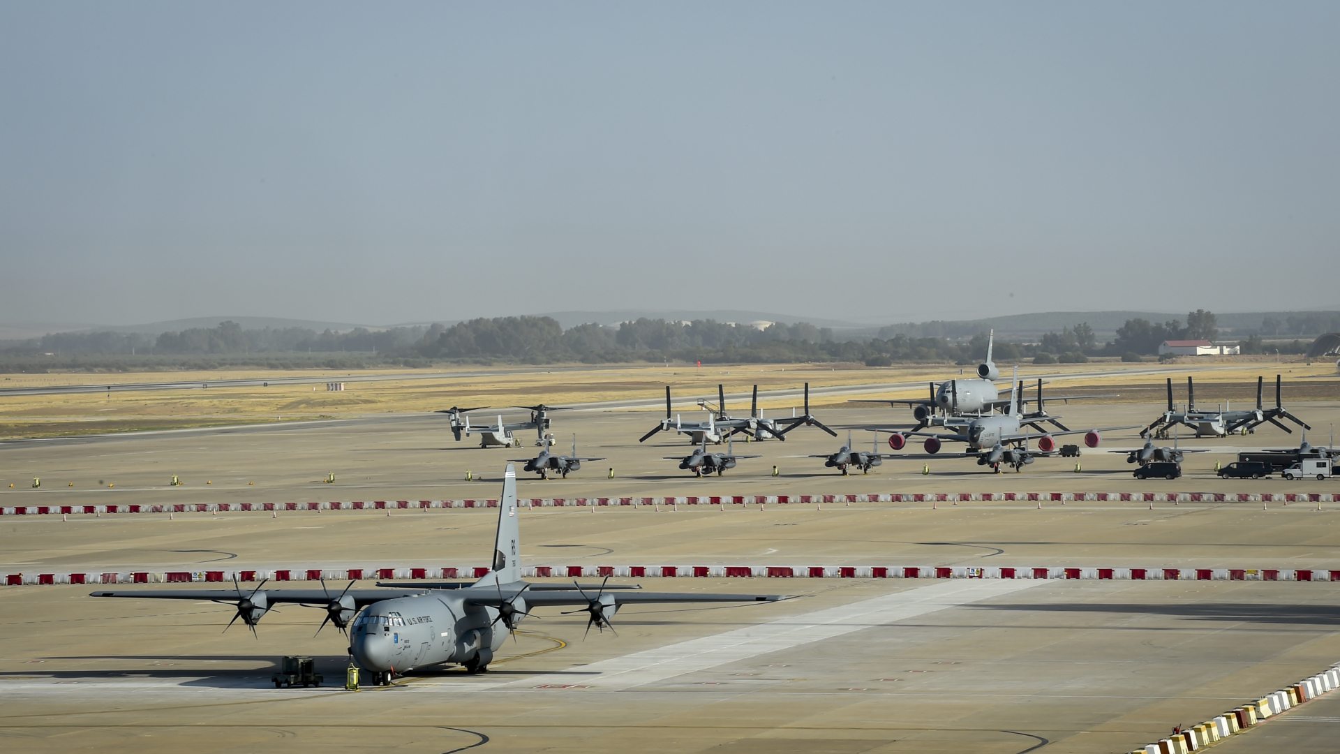 Moron Air Base in Spain with US Aircraft