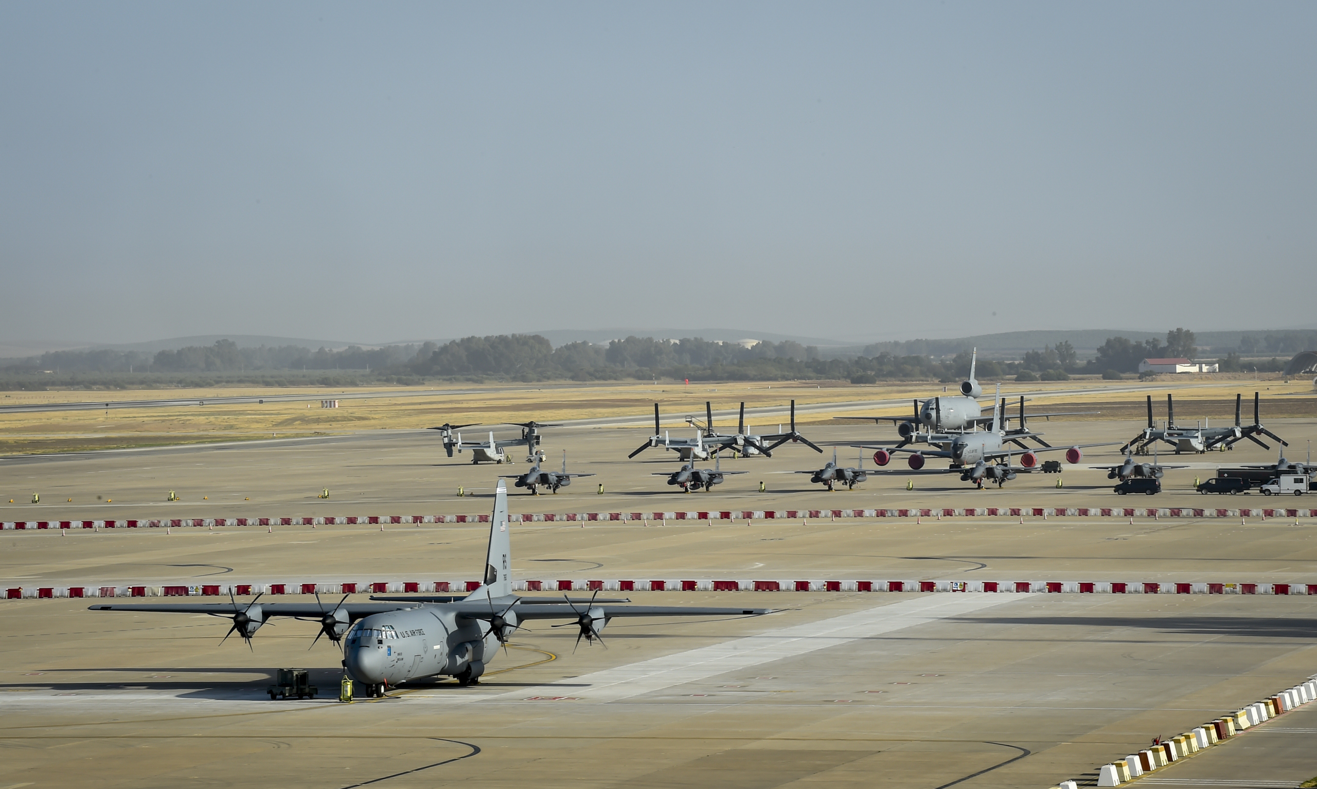 Moron Air Base in Spain with US Aircraft