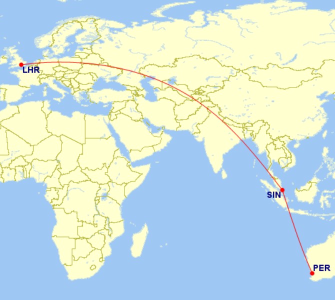 PER-SIN-LHR Qantas routing