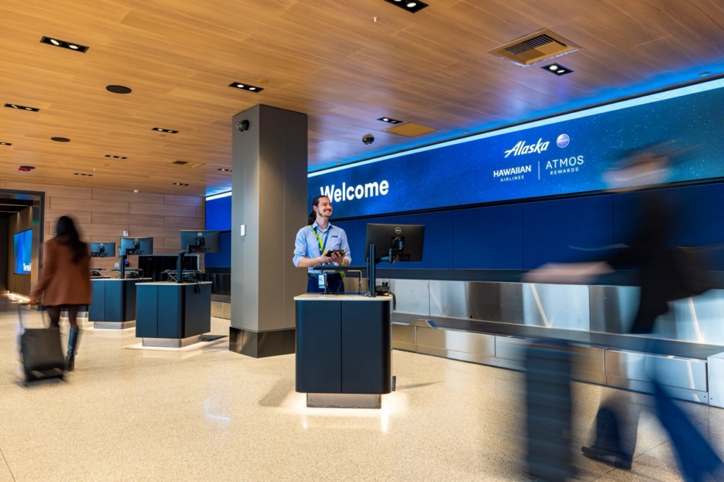 Alaska Airlines premium check-in lane Seattle-Tacoma Airport