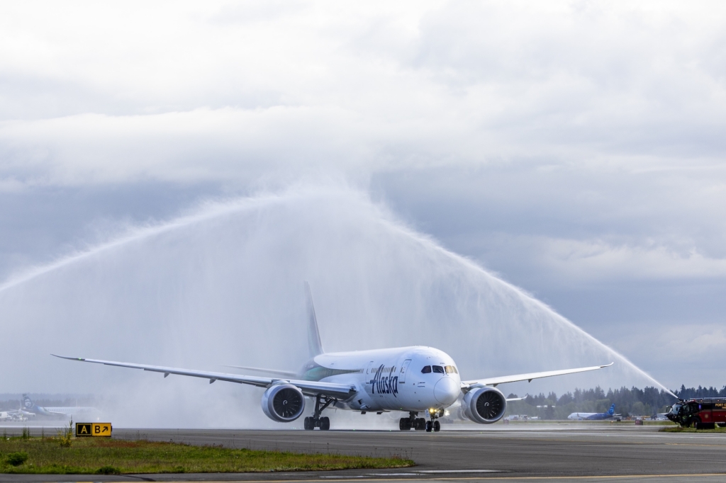 April 28, 2026; SeaTac, Wash.; Flight crew for the Alaska Airlines inaugural flight #180 to Rome (FCO) from Seattle.