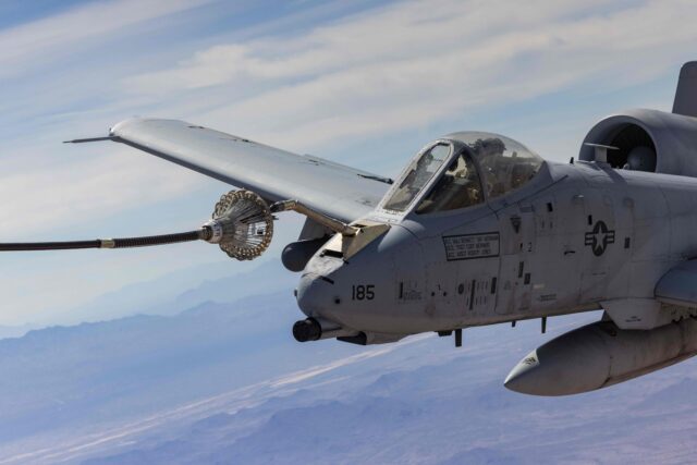 A-10 Warthog gets aerial refuelling via probe-and-drogue