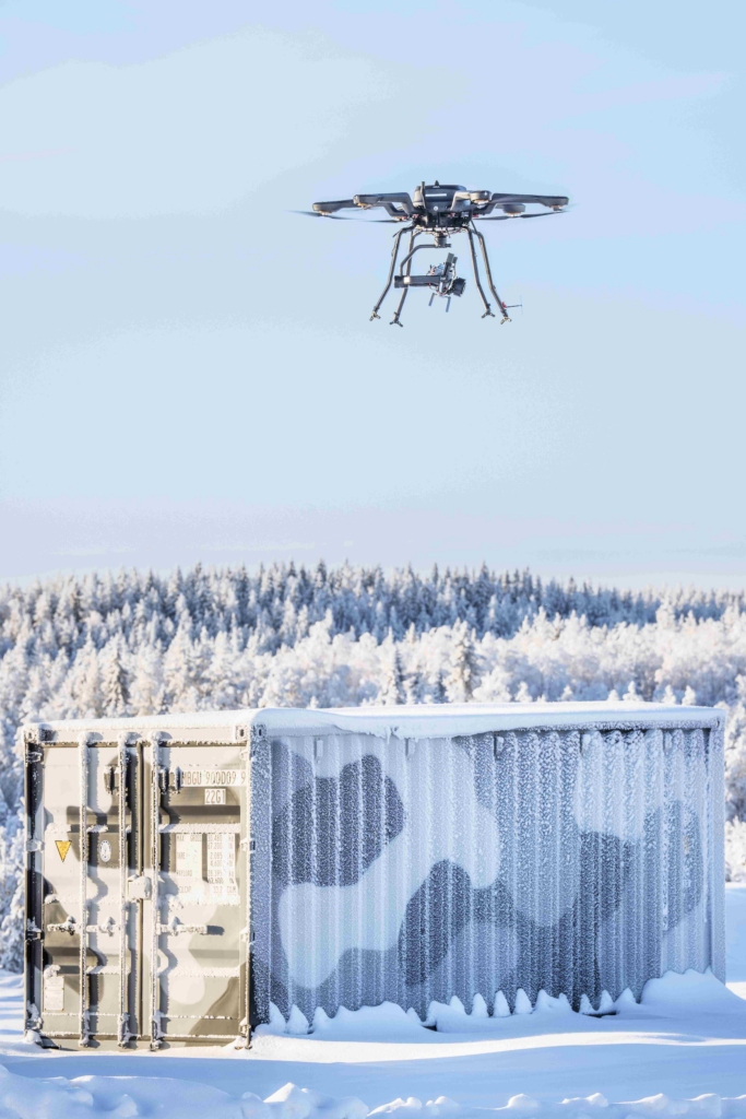 A drone at VTT’s drone testing site in Finland