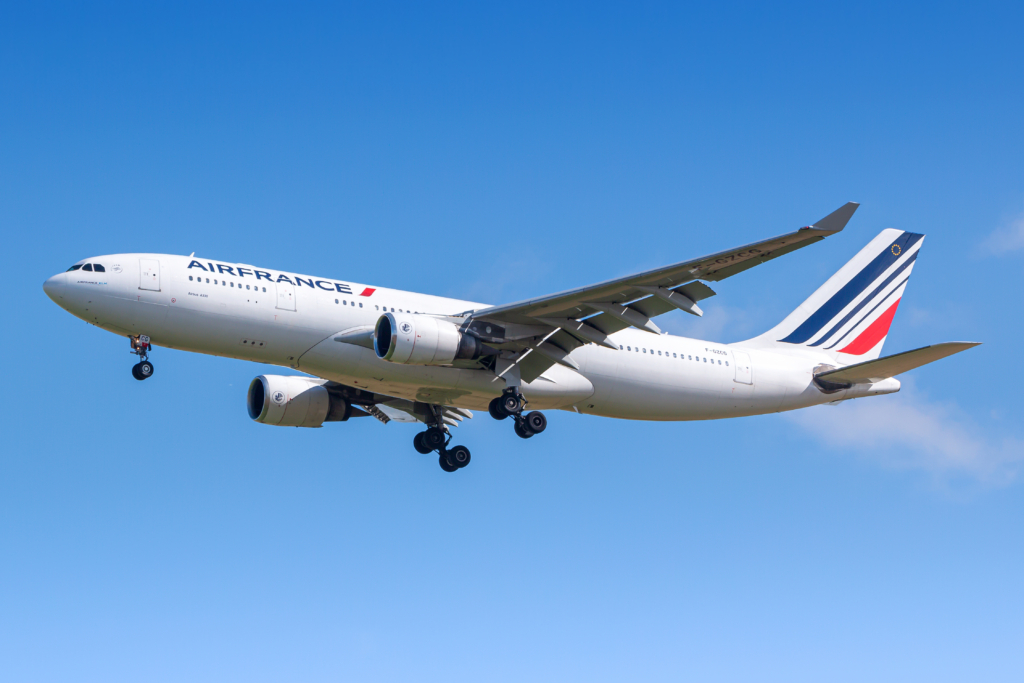 Paris, France - August 17, 2018: Air France Airbus A330 airplane at Paris Charles de Gaulle airport (CDG) in France. Airbus is an aircraft manufacturer from Toulouse, France.