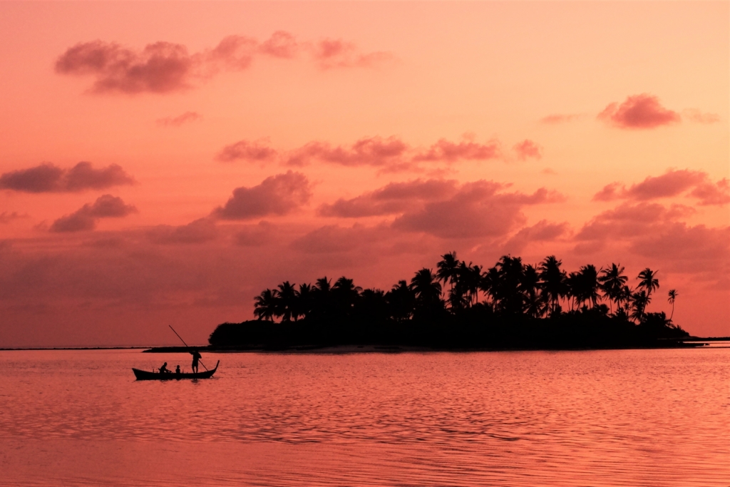 beautiful sunset view of  Lakshdweep island, India,Indian Ocean,long view, dweep