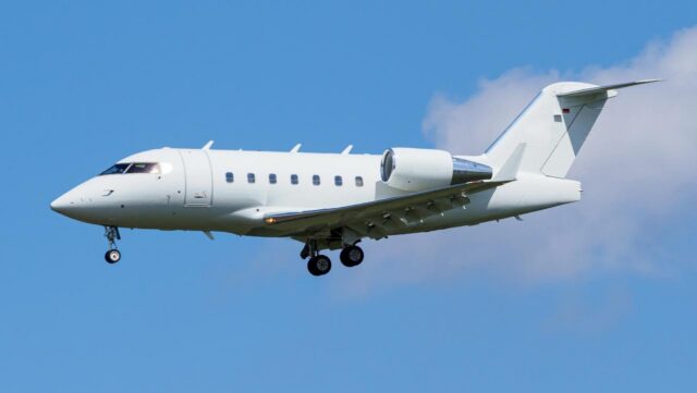 Bombardier Challenger 650 business jet white tail
