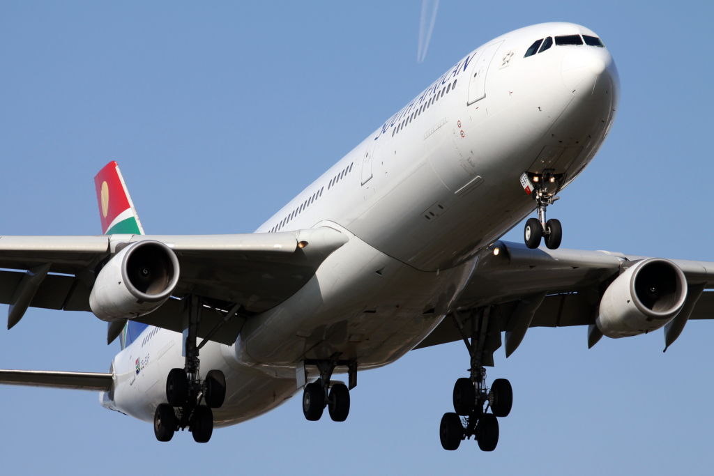 South African Airways Airbus A340 Landin at London Heathrow Airport LHR