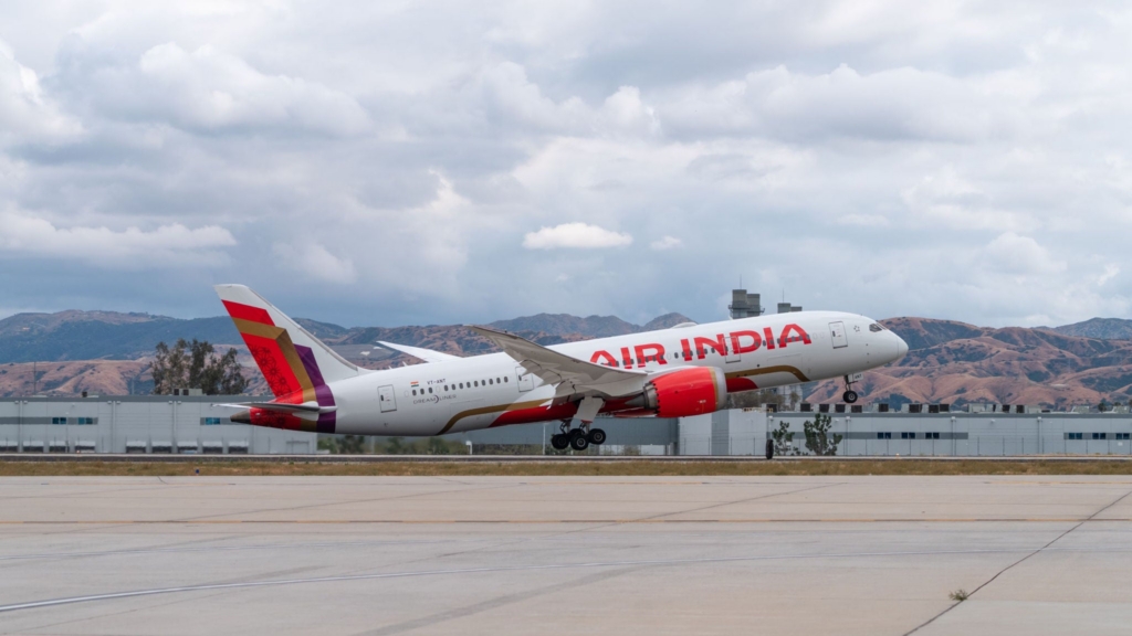 Air India retrofitted Boeing 787-8 takes off