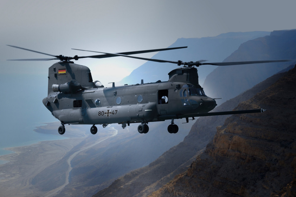 This digital rendering offers an early glimpse of what the CH-47F Block II Chinook fleet will look like in German military service. Image: Boeing