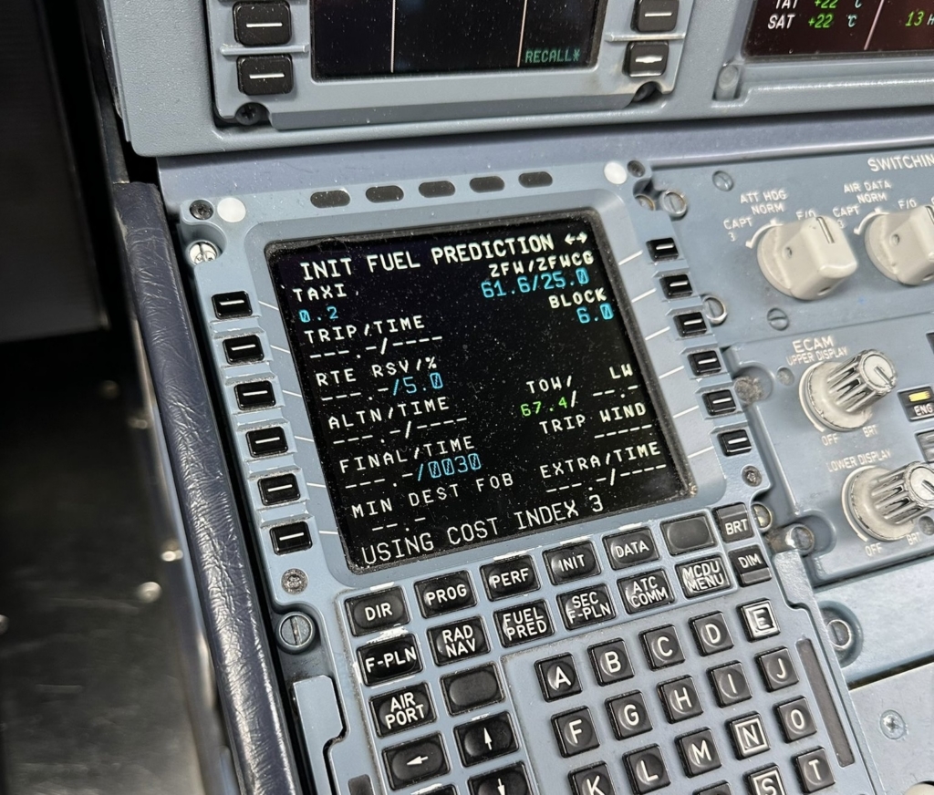 Fuel checks in cockpit