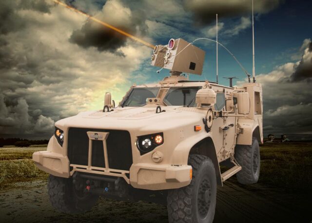 LOCUST anti drone laser mounted on a truck