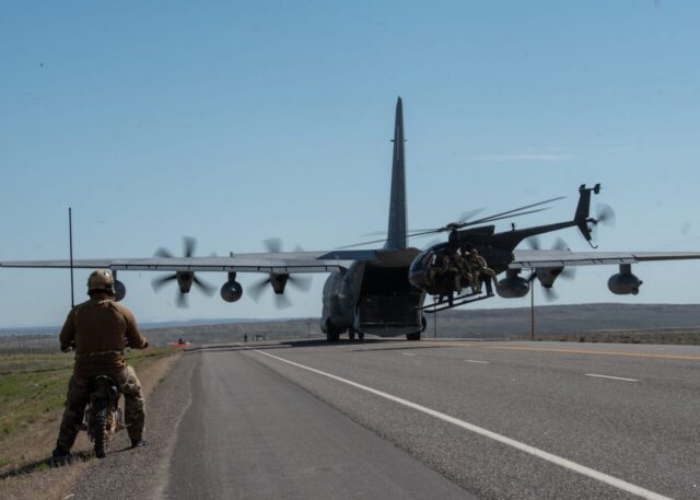 MC-130J off loading a MH-6 Little Bird