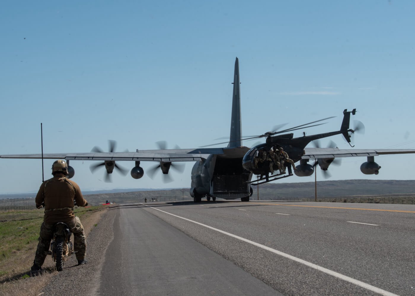 MC-130J off loading a MH-6 Little Bird