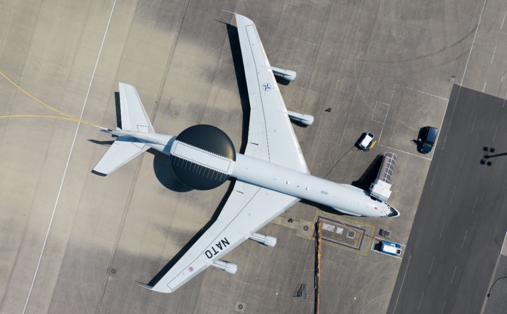 NATO AWACS aircraft parked at the airport