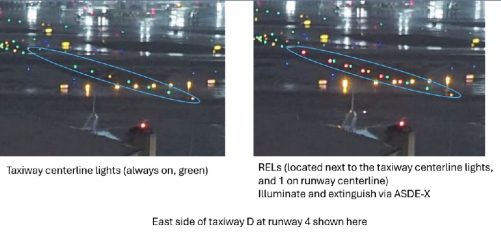 Runway lights turn red to warn fire truck of incoming aircraft at laguardia