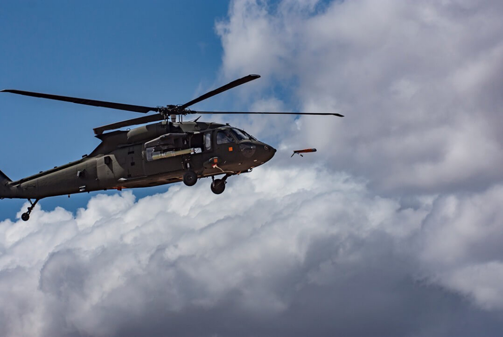 UH-60 black hawk launches a drone