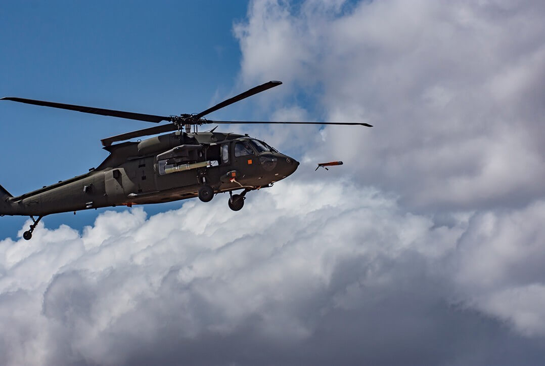 UH-60 black hawk launches a drone