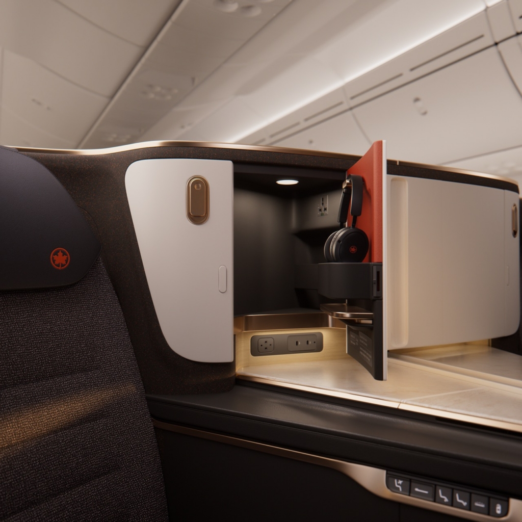 Air Canada 787-10 Signature Class suite storage