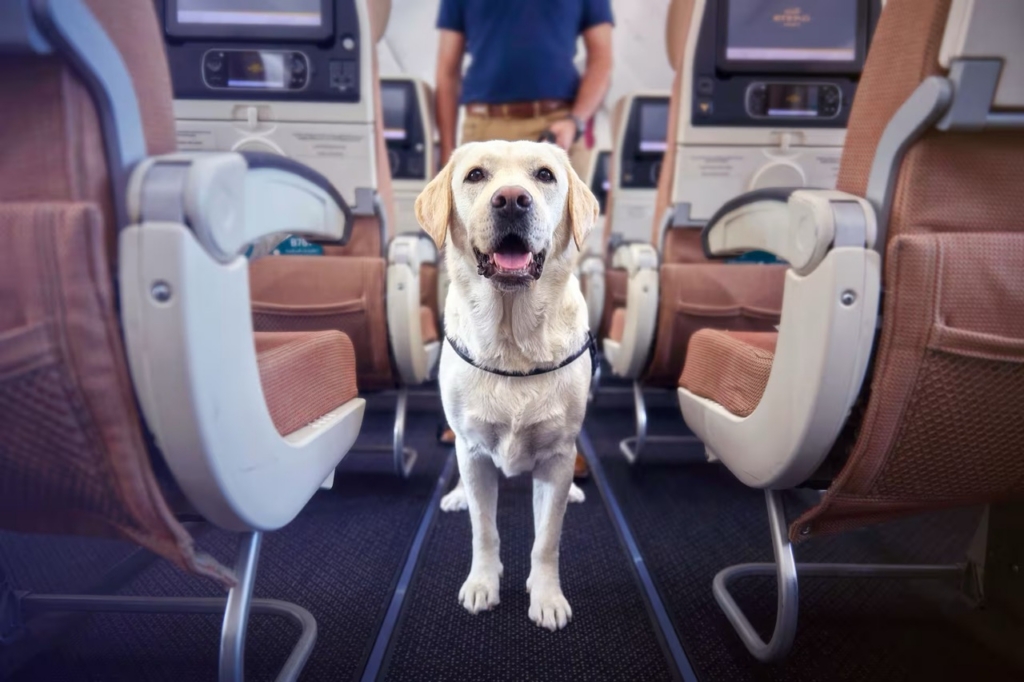 Etihad Airways service animal onboard