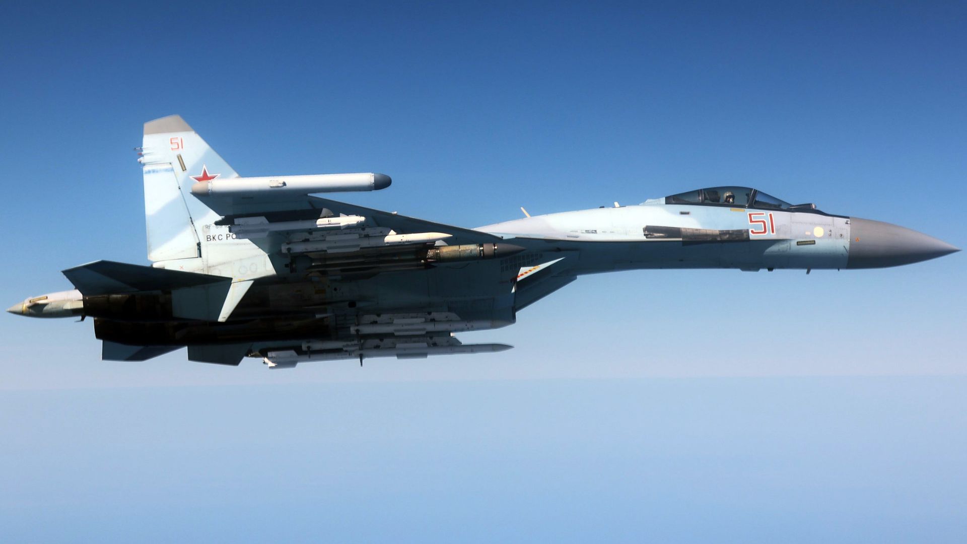 Russian Su-35 pictured by an RAF River Joint Aircraft over the Black Sea