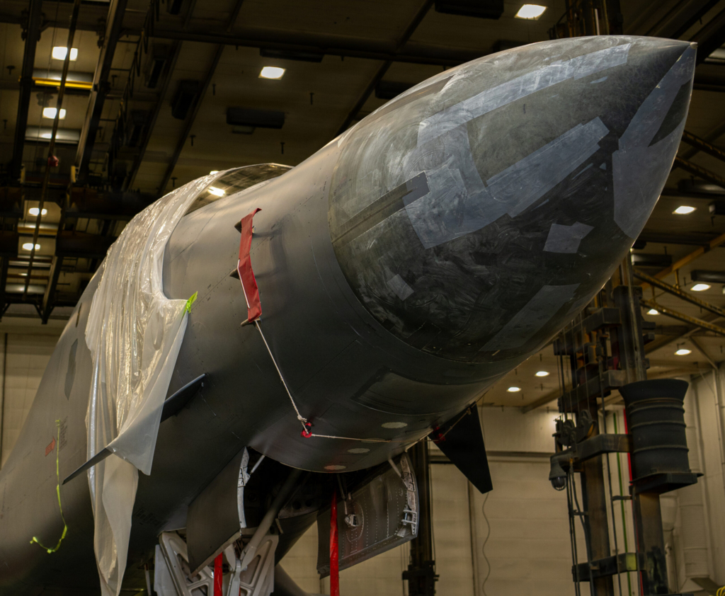 B-1B Lancer bomber undergoing restoration at Tinker AFB