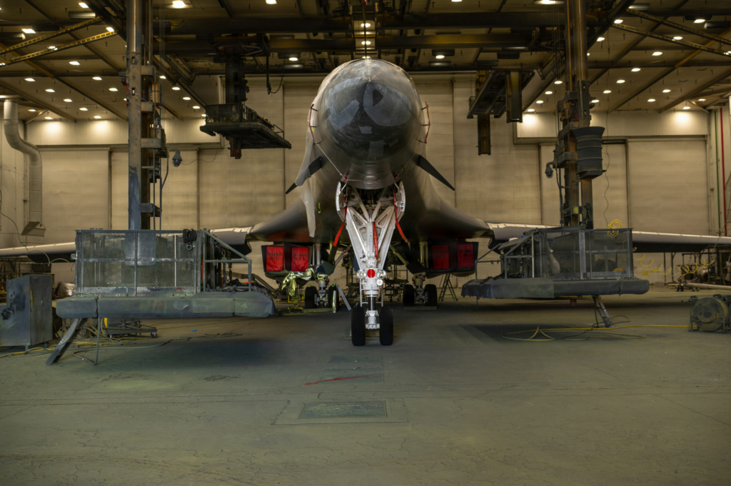 B-1B Lancer bomber undergoing restoration at Tinker AFB