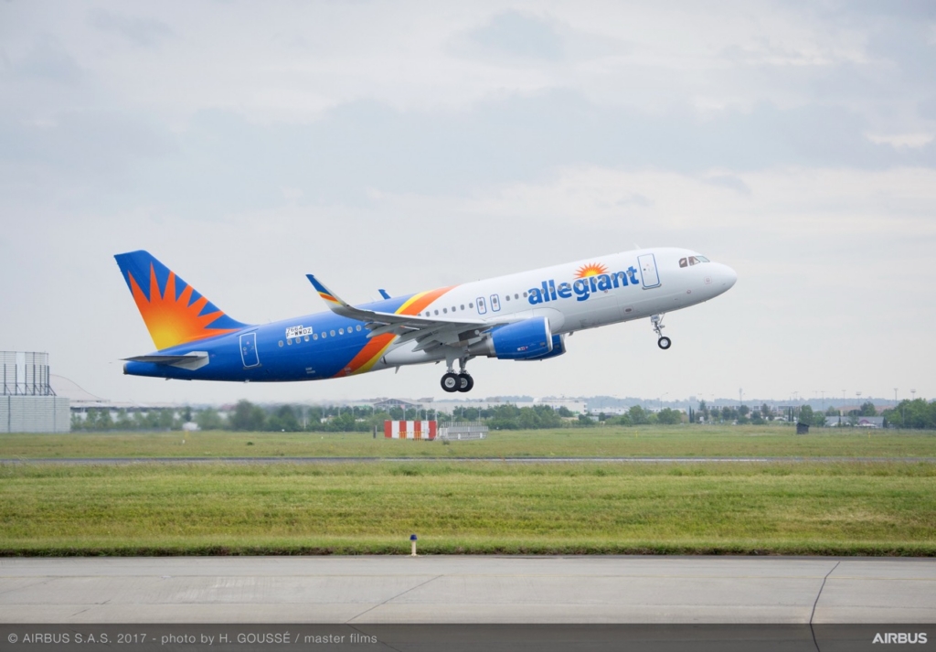 Allegiant A320neo takes off