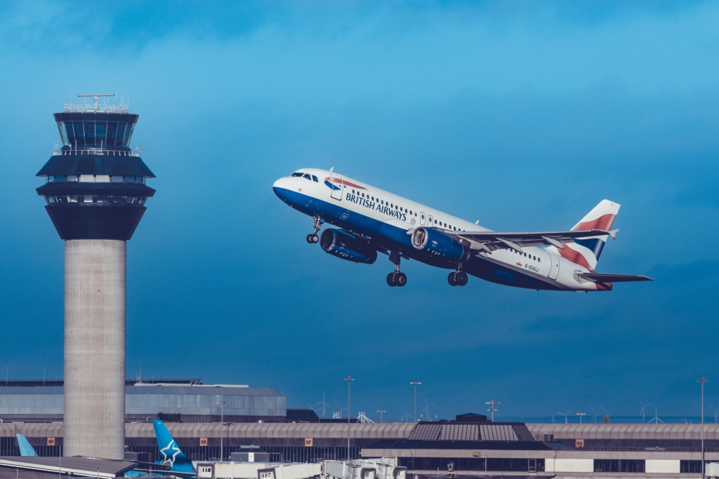 A British Airways Airbus A320-232 takes off from Manchester Airport
